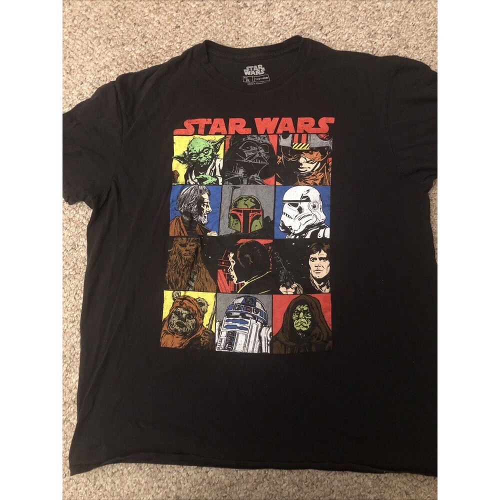 Star Wars Original Trilogy Cast Graphic‎ Print XL Black Crew Neck T-Shirt